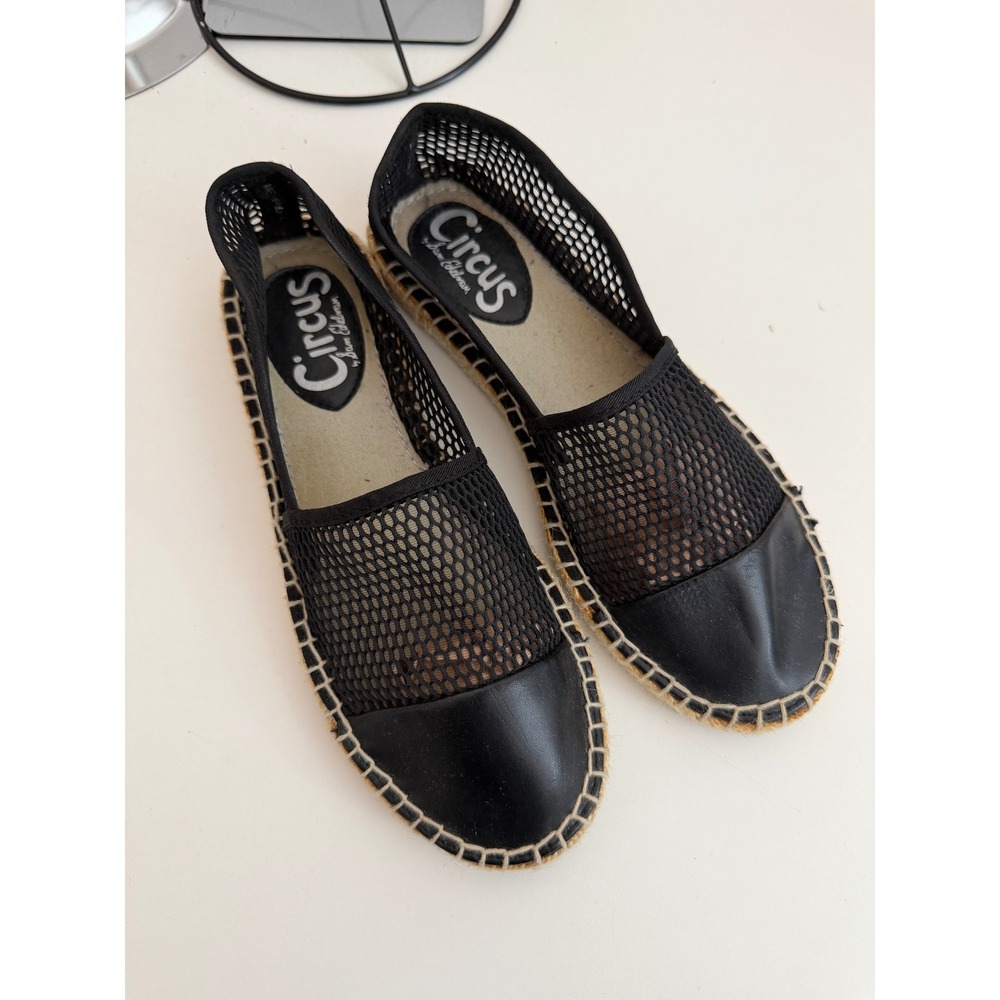 Circus by Sam Edelman Black Mesh‎ Espadrille Flats Slip On Shoes Womens